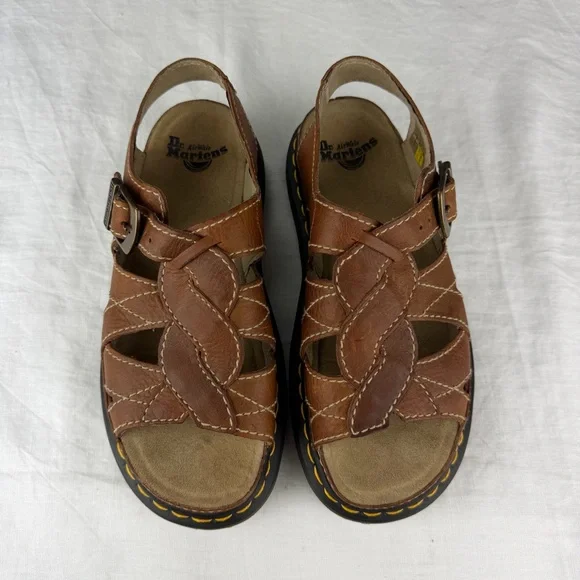 Dr Martens Vintage Y2K Chunky Sandals Women 11Brown Leather Slingback 5A85 EU 43 - Picture 1 of 16
